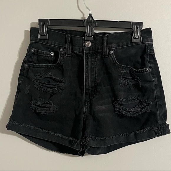 Aeropostale Pants - Aeropostale High-Waisted Distressed Black Denim Mom Shorts